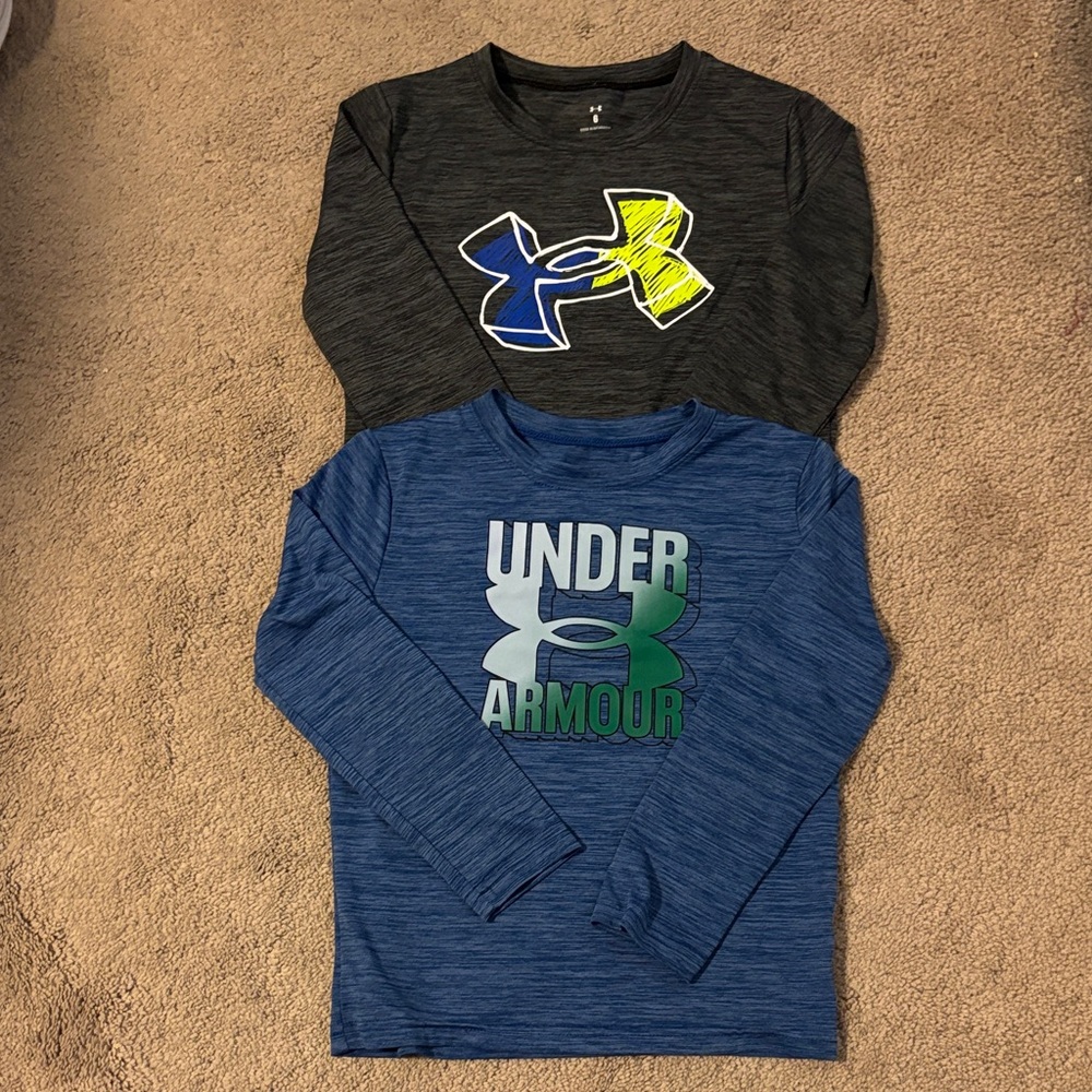 Set of 2 - Under Armour Kids Long Sleeve Tees - Black and Blue
